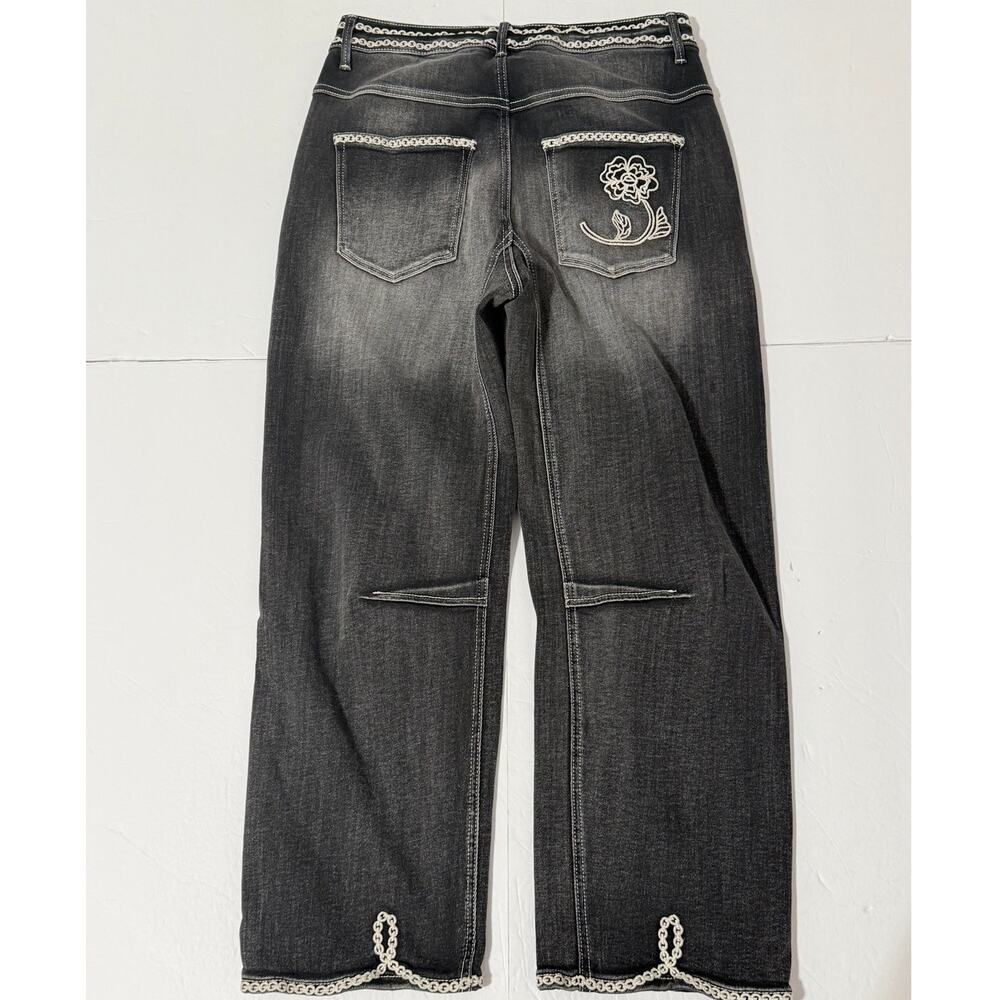 Driftwood Barbara Ravishing Rosettes Wide Leg Barrel Jeans, Size 27 - Picture 2 of 11
